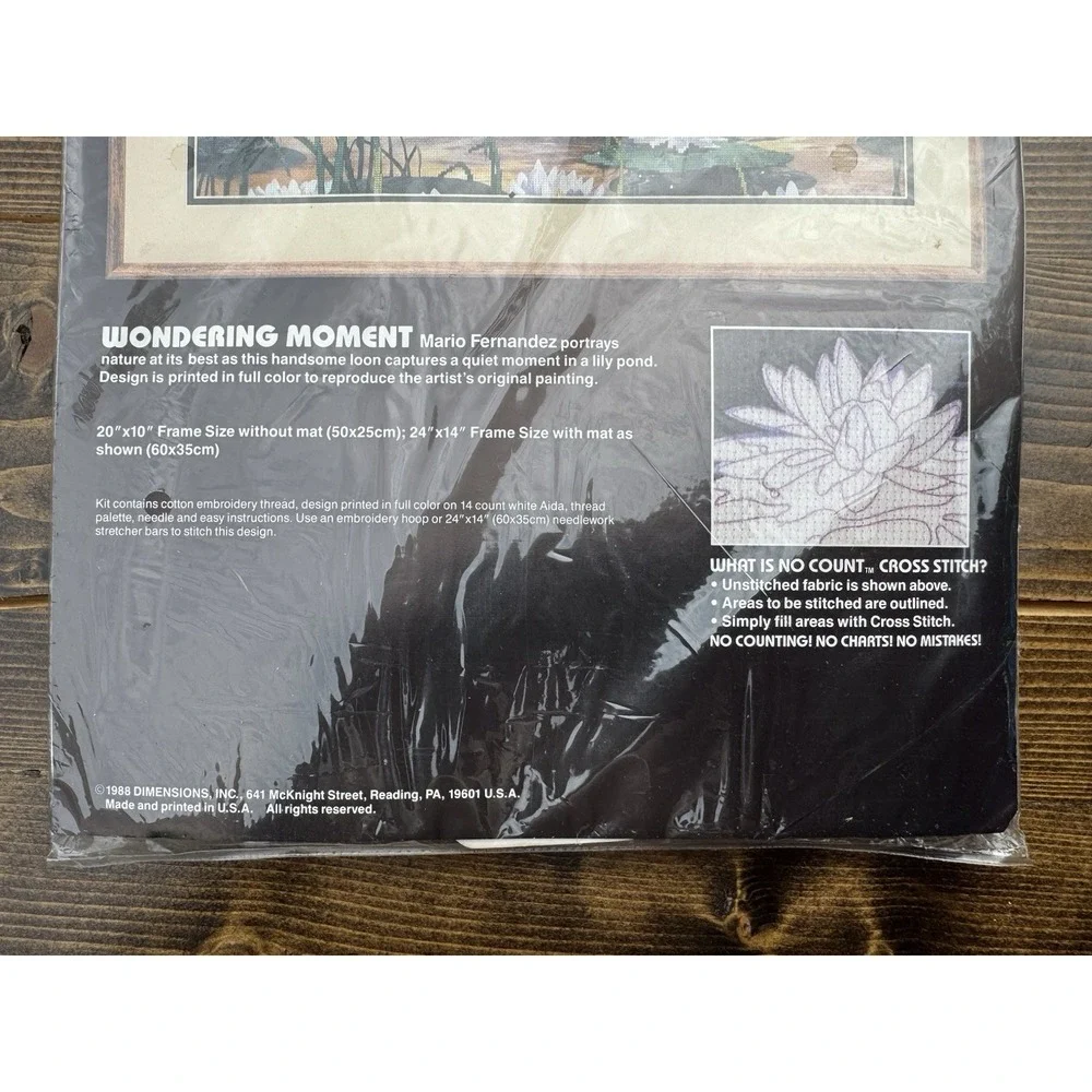 Vintage 1988 Dimensions Common Loon Cross Stitch Kit Wondering Moment Sealed